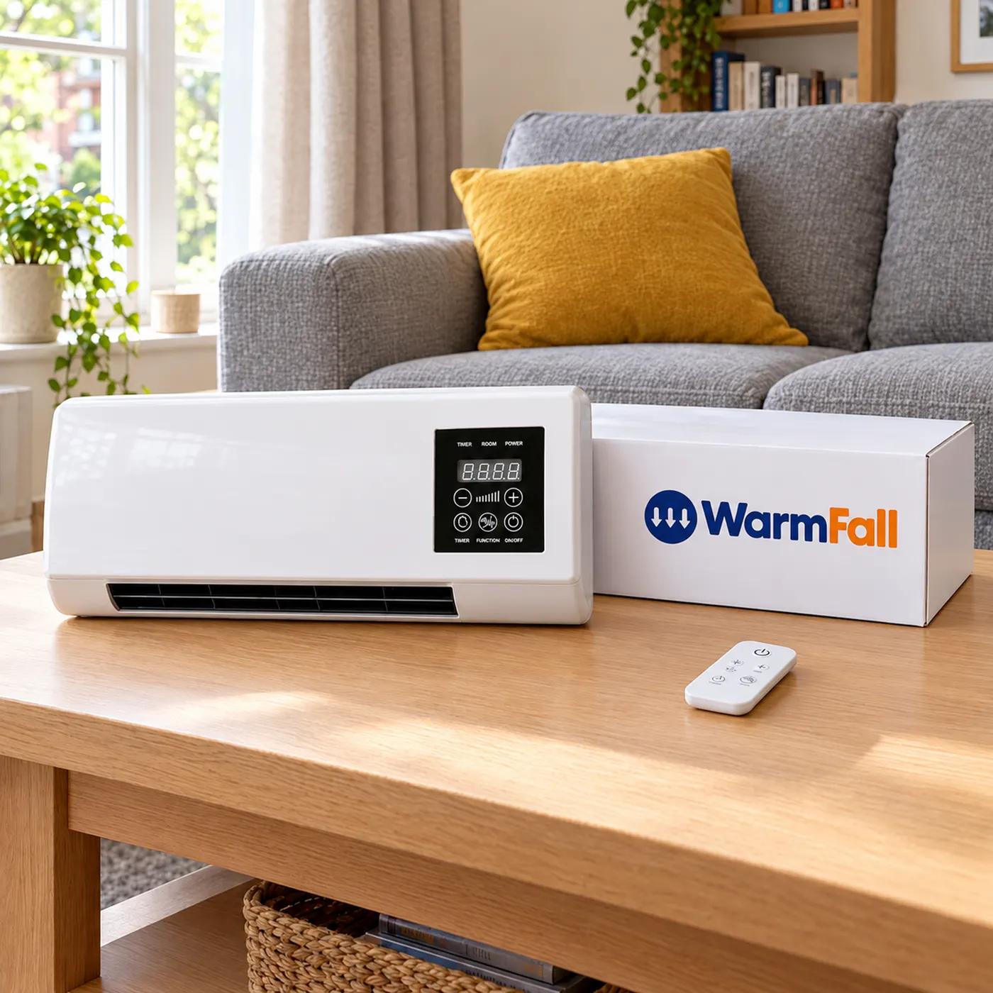 WarmFall wall heater with box and remote